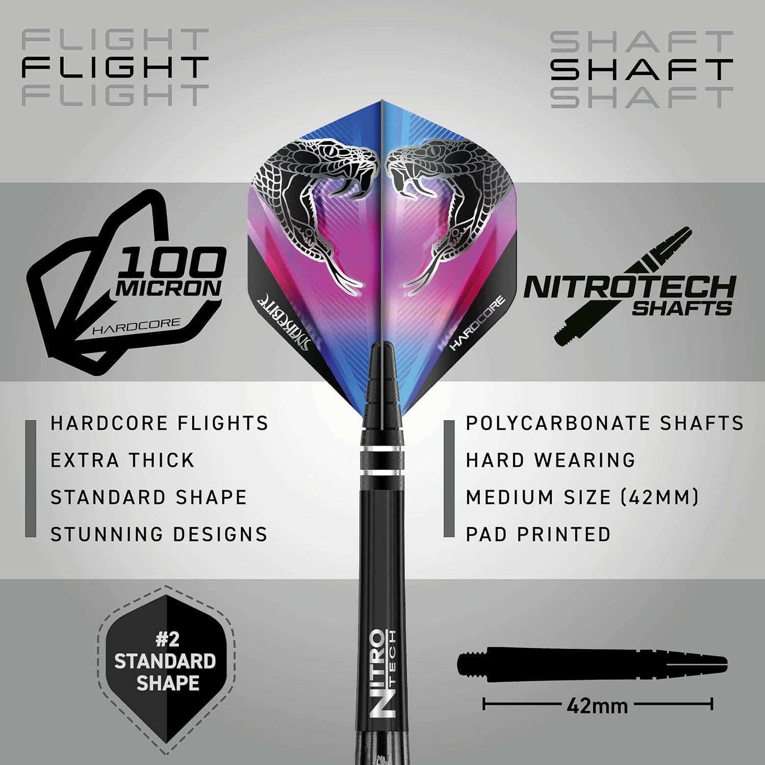 Detalle de Red Dragon Peter Wright Snakebite 3: 26g Tungsten Darts Set with Flights and Stems