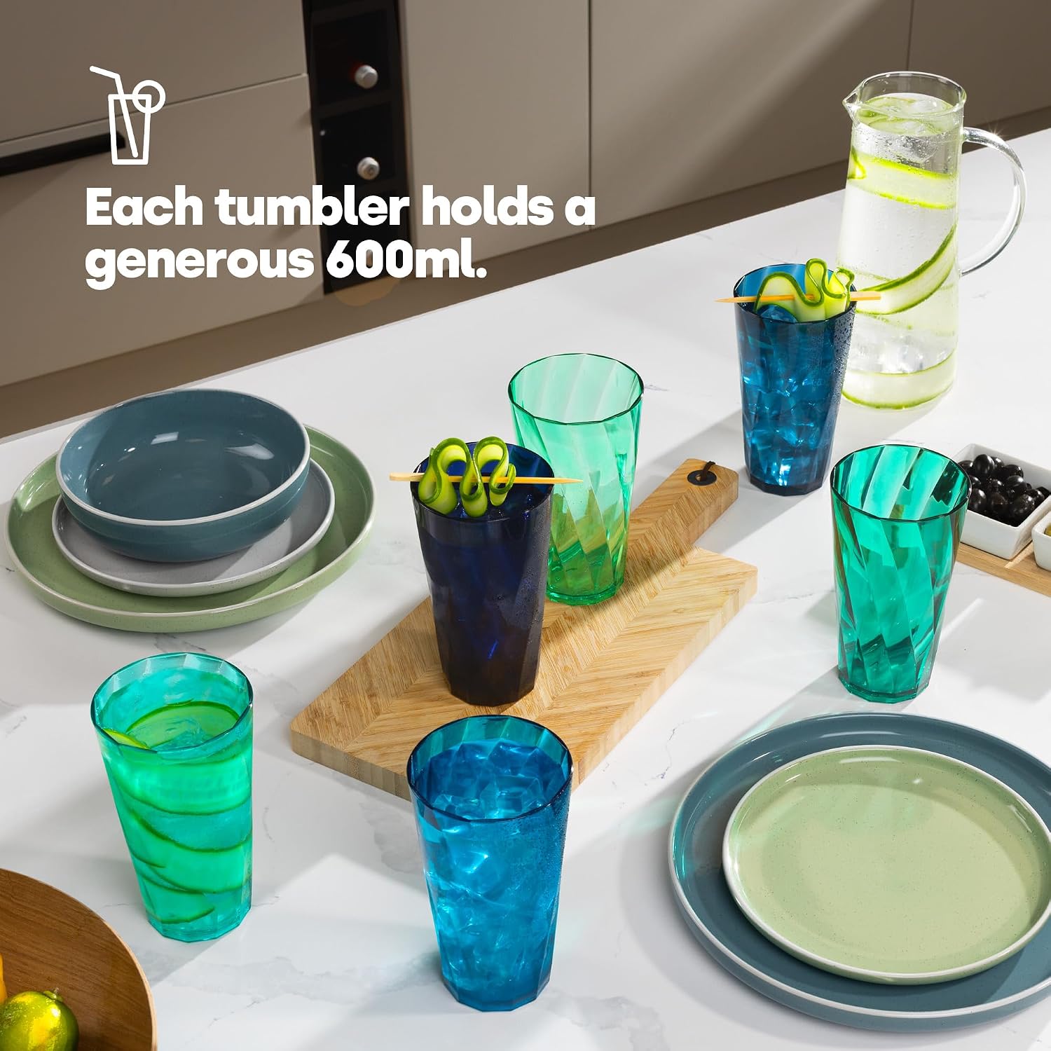 Thumbnail 6 de LIVIVO 6-Pack Gradient 600ml Plastic Tumblers
