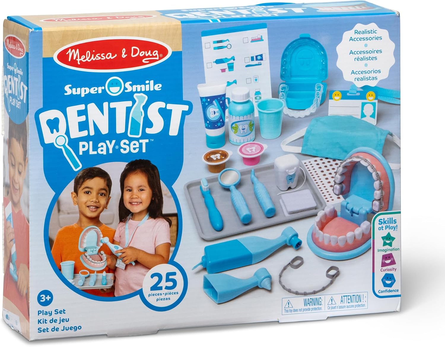 Detalle de Melissa & Doug 8611 Super Smile Dentist Play Set 歯科医ごっこセット、25ピース・着脱式の歯付き