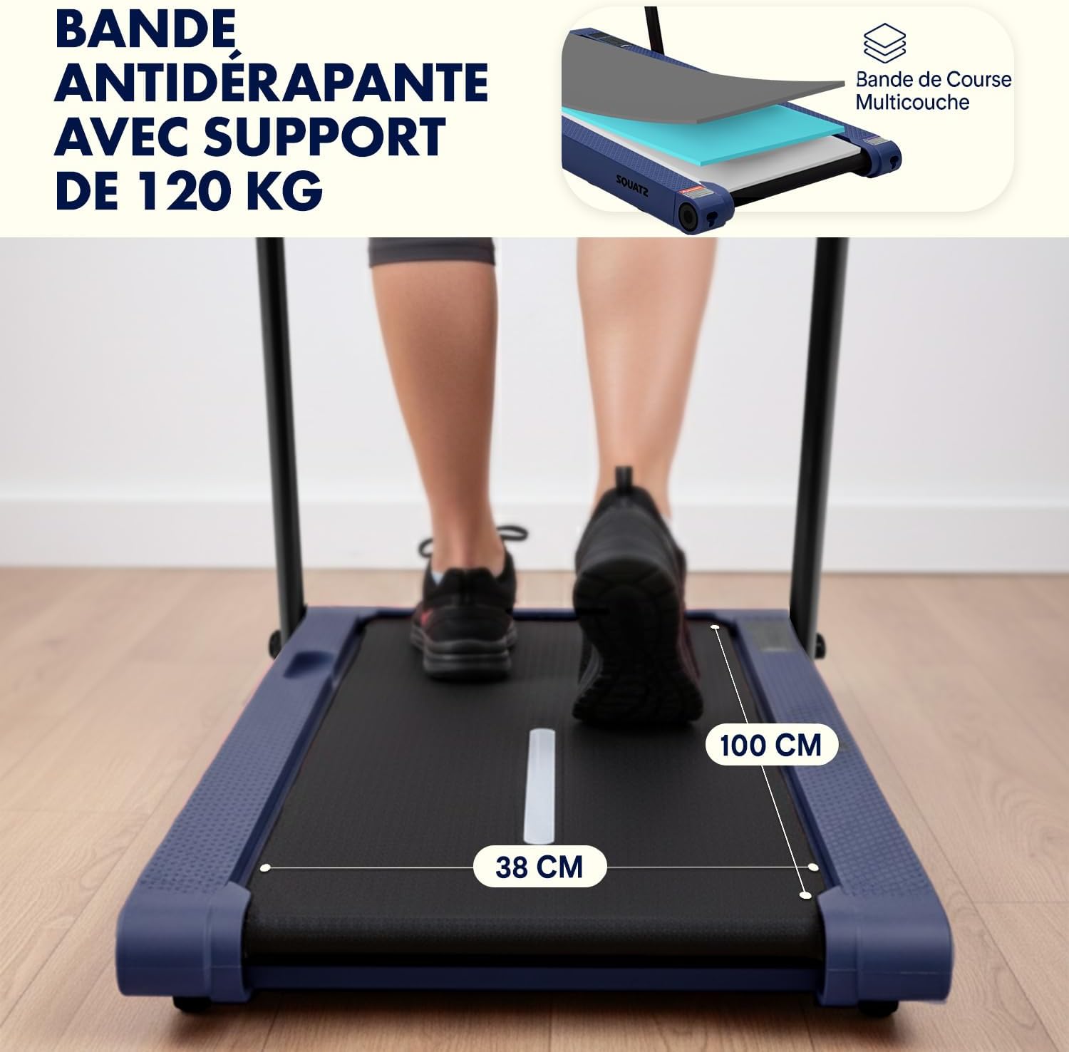 Thumbnail 6 de Squatz Tapis de Marche 2-en-1 avec Plateforme Vibrante: compact et silencieux pour bureau et maison