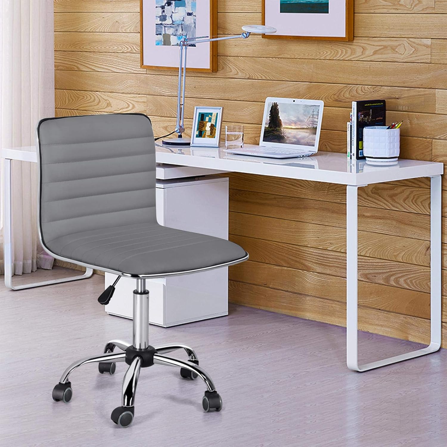 Detalle 2 de Yaheetech Vanity Desk Chair, PU Leather