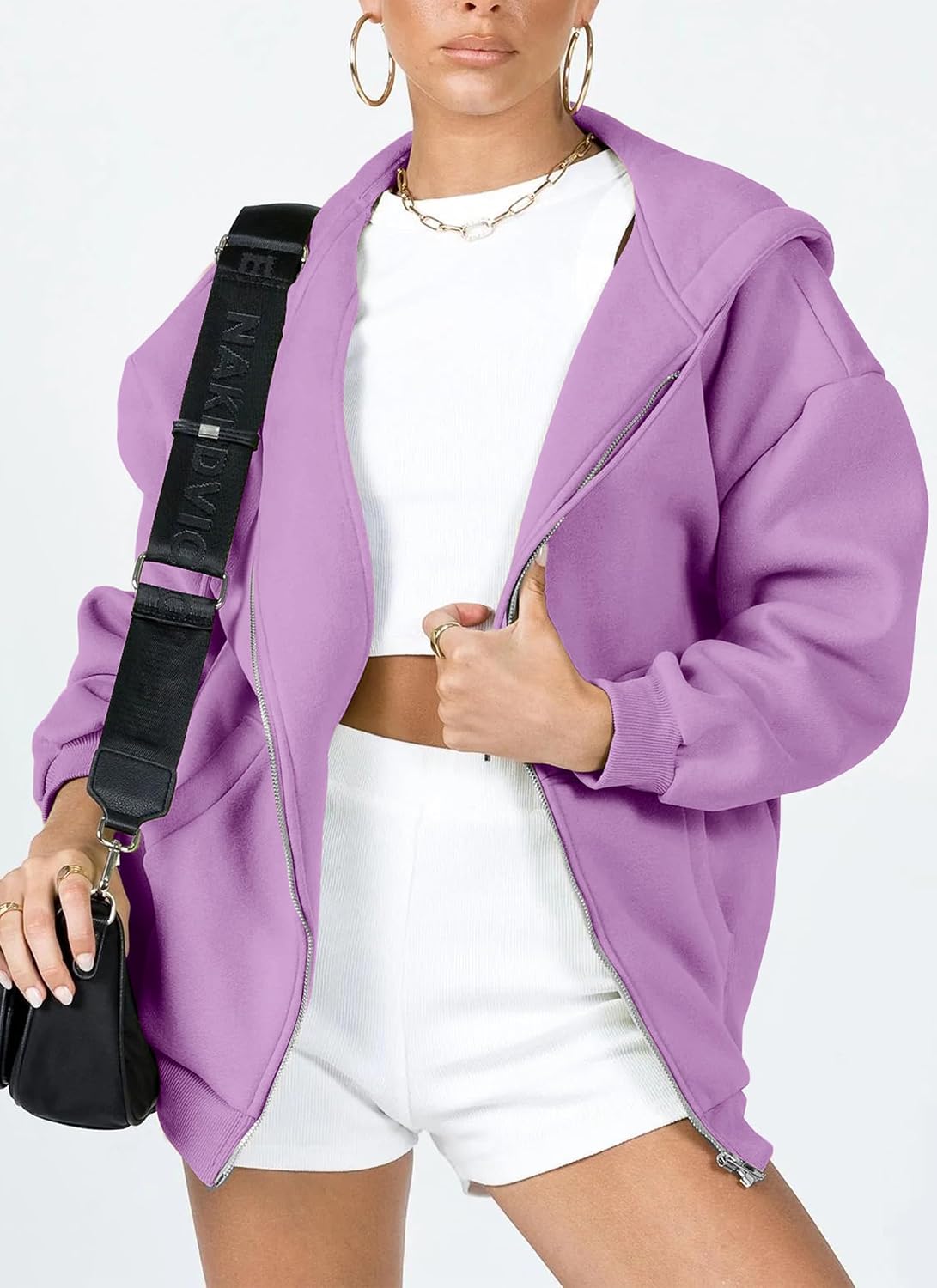 Detalle de PRETTYGARDEN Women's Zip-Up Hoodie, Fleece-Lined