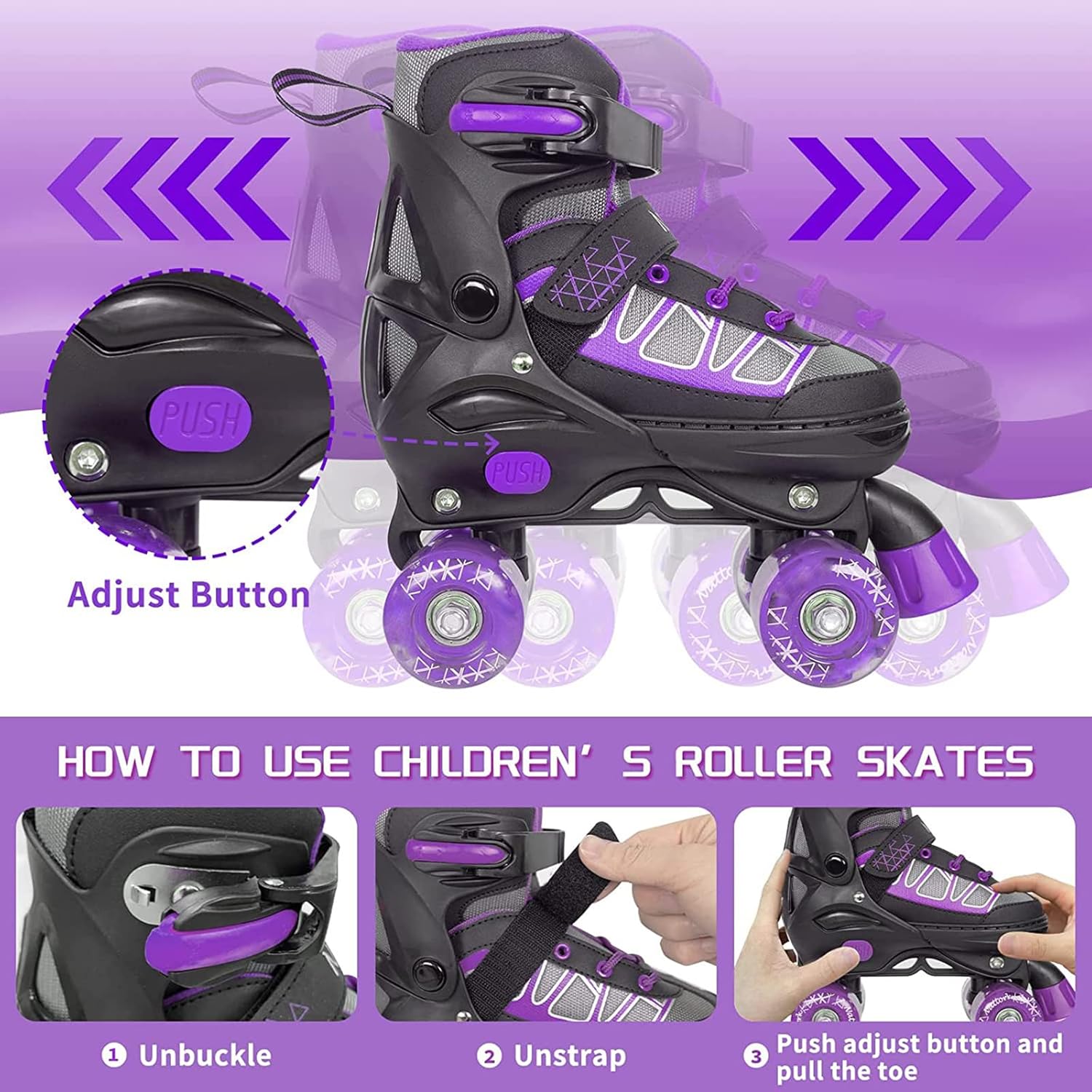 Thumbnail 3 de MammyGol Adjustable Kids Quad Skates with Light Up Wheels