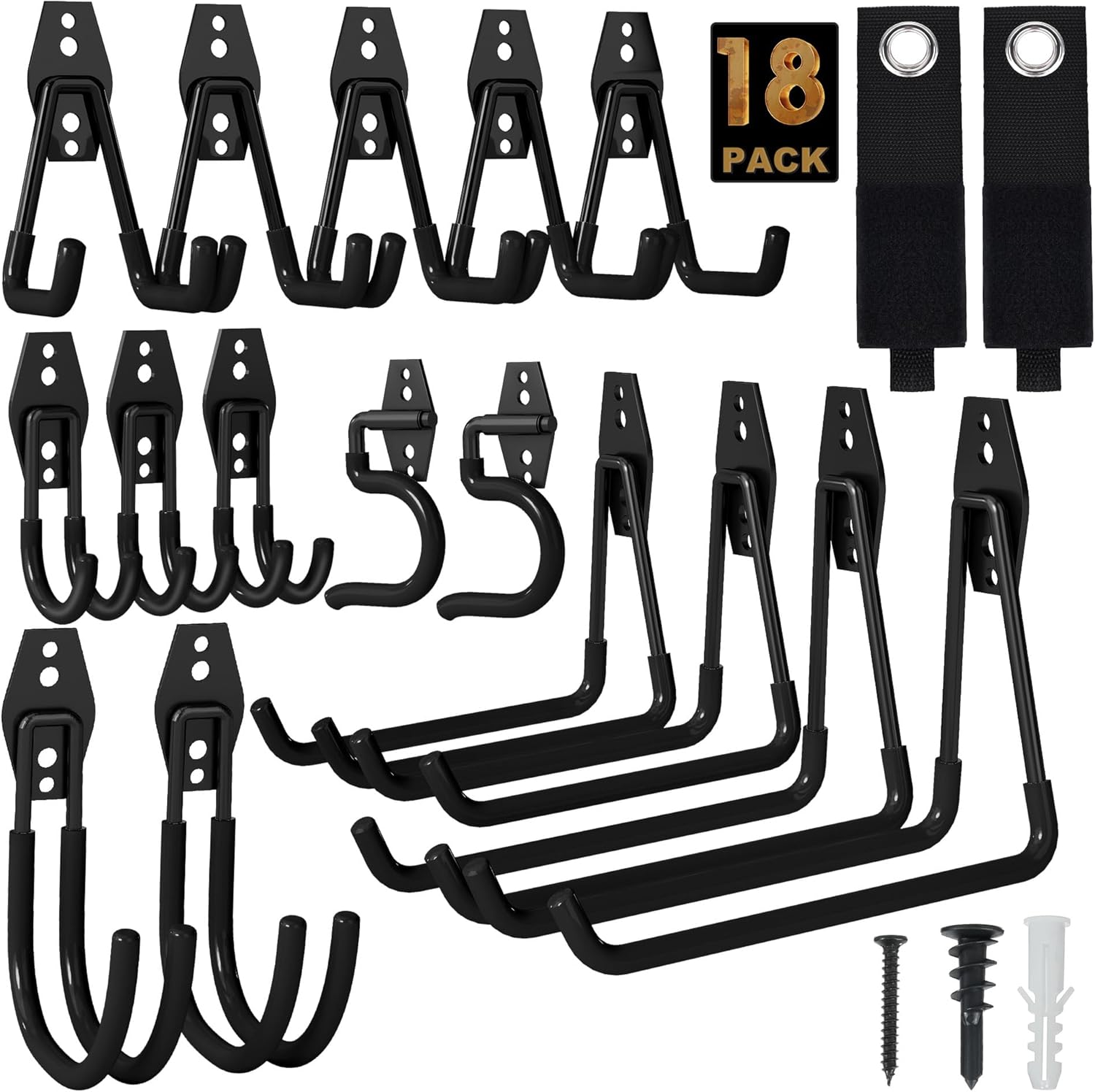 Thumbnail 6 de TECHSHARE Garage Hooks: 12-Pack Heavy-Duty Wall Hooks for Garage Organisation