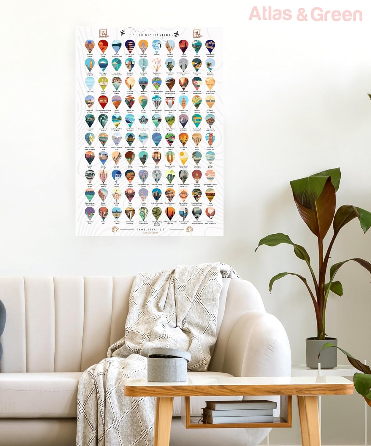 Thumbnail 4 de Atlas & Green Top 100 Destinations Scratch Off Poster