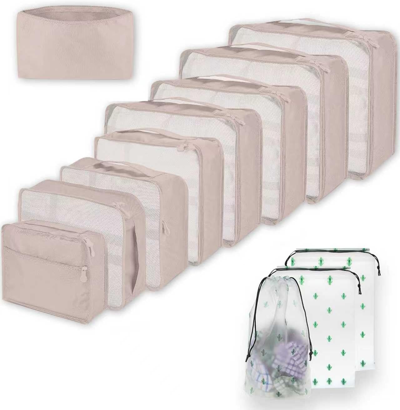 Detalle de 12 PCS Large Packing Cubes for Suitcases – Multisize Travel Organiser Set (Beige)