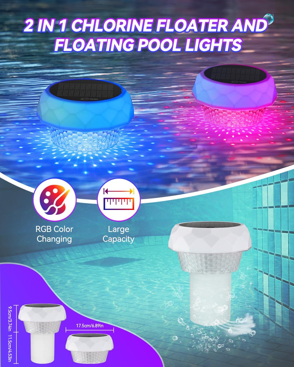 Thumbnail 3 de DoXtreme Luces de Piscina LED Sumergibles Solares con RGB y Control RF