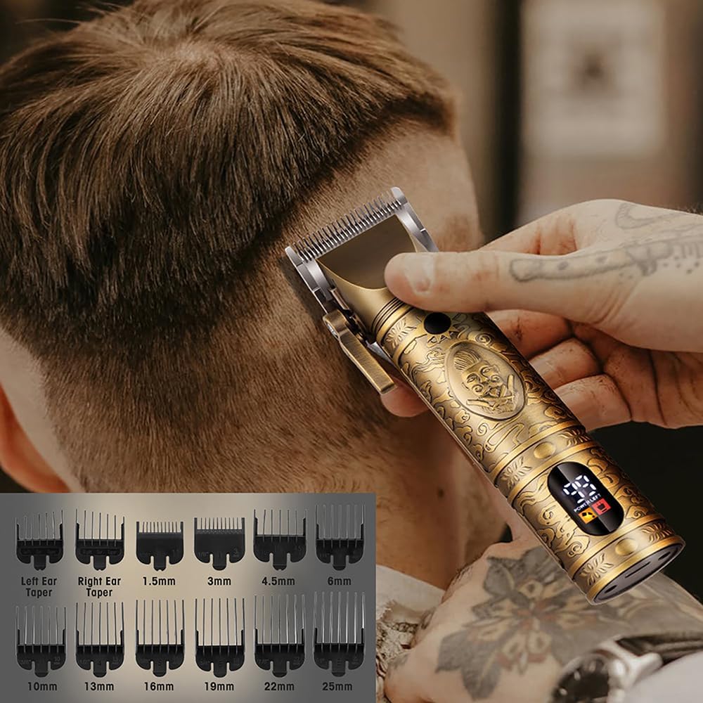 Thumbnail 5 de Roziapro Professional Hair Clippers Cordless Beard Trimmer with Zero Gap T-Blade (Golden)