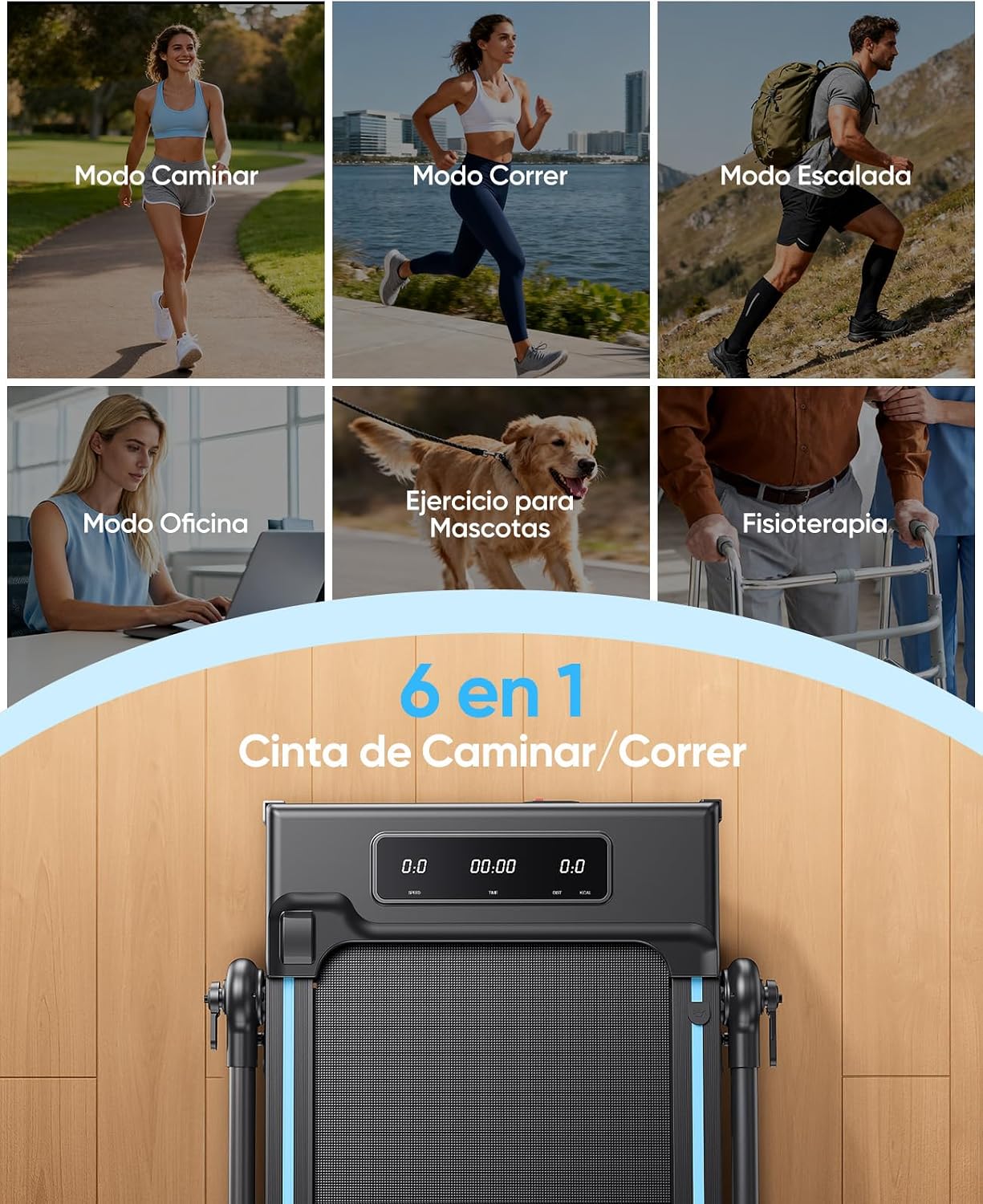 Detalle de RUNIMON Cinta de Correr Plegable 6 en 1 con Inclinación, RGB y App
