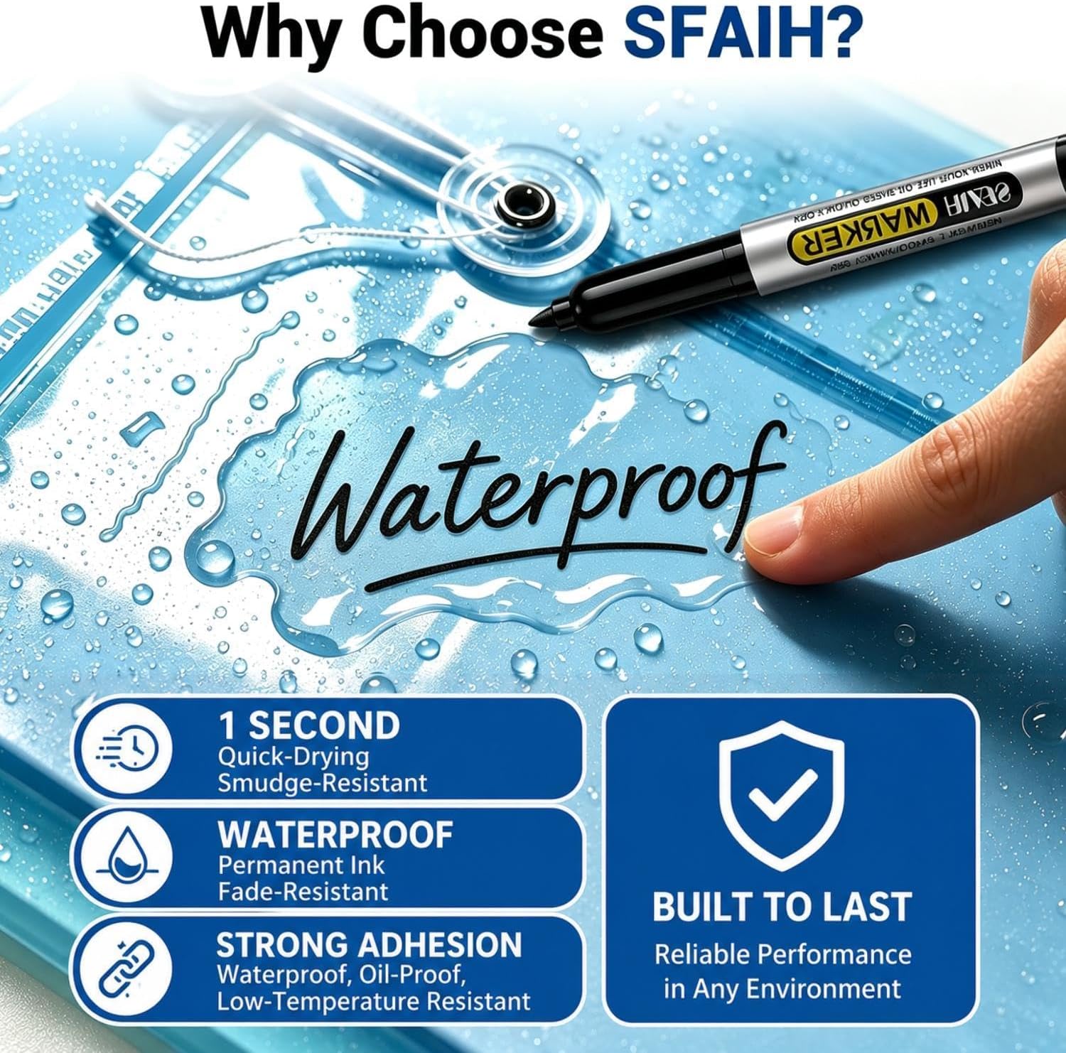 Thumbnail 2 de SFAIH Black Permanent Markers, 100-Pack Fine Point, Quick-Drying Ink