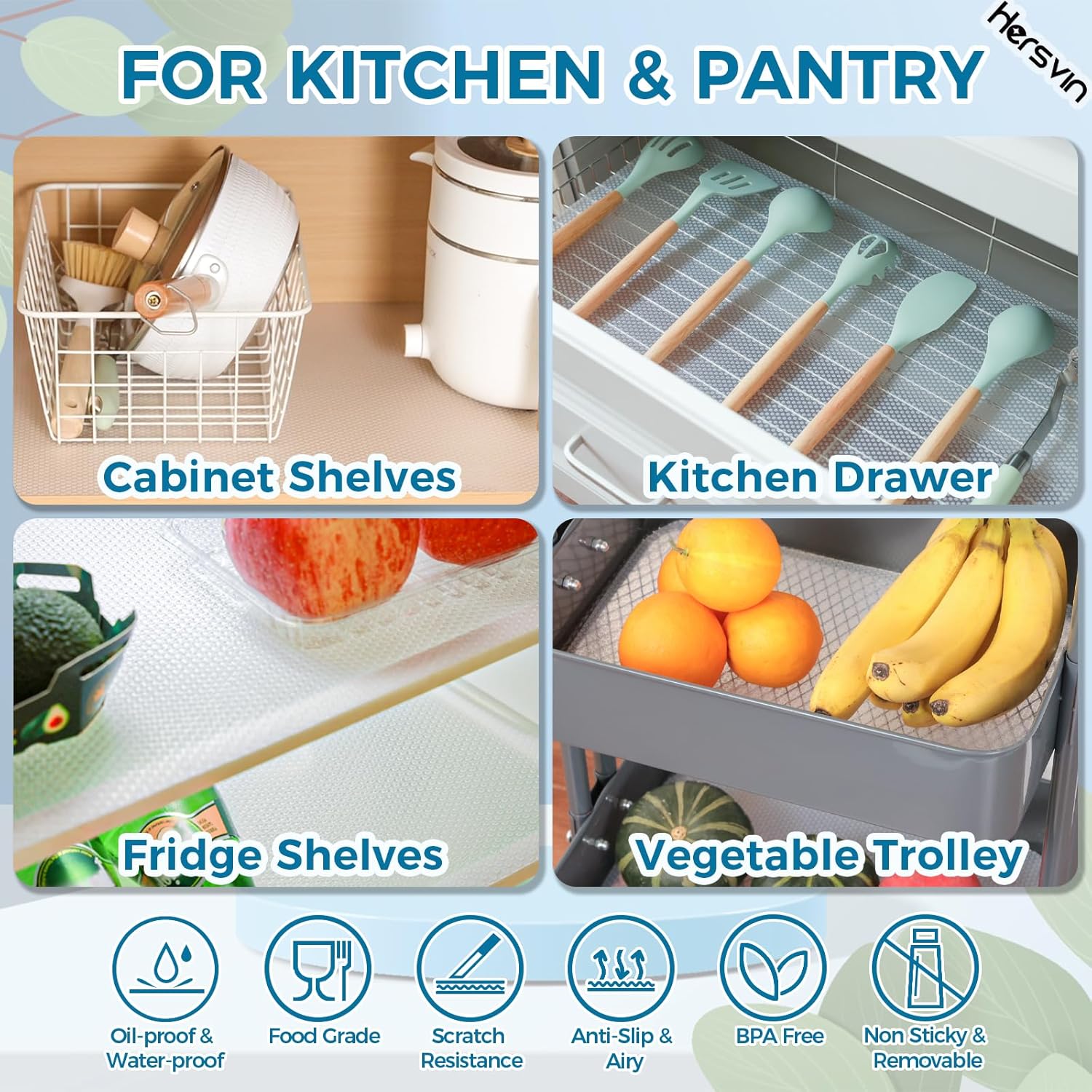 Thumbnail 6 de Hersvin Shelf Liners 22in x 20ft: Non-Adhesive EVA Cabinet & Drawer Protector in Clear Dot