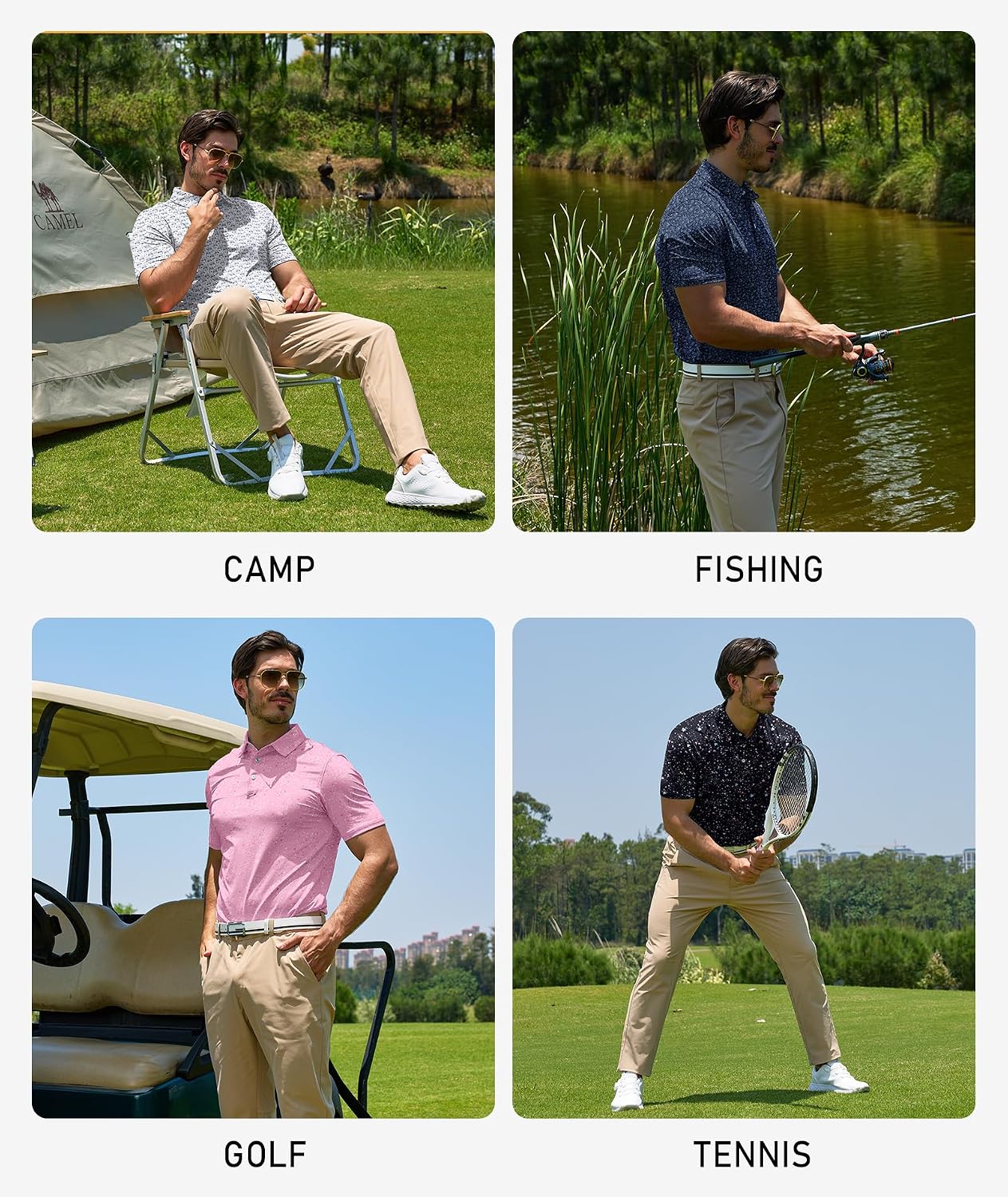 Detalle 2 de ZITY Men's Golf Polo Shirt Polyester-Spandex