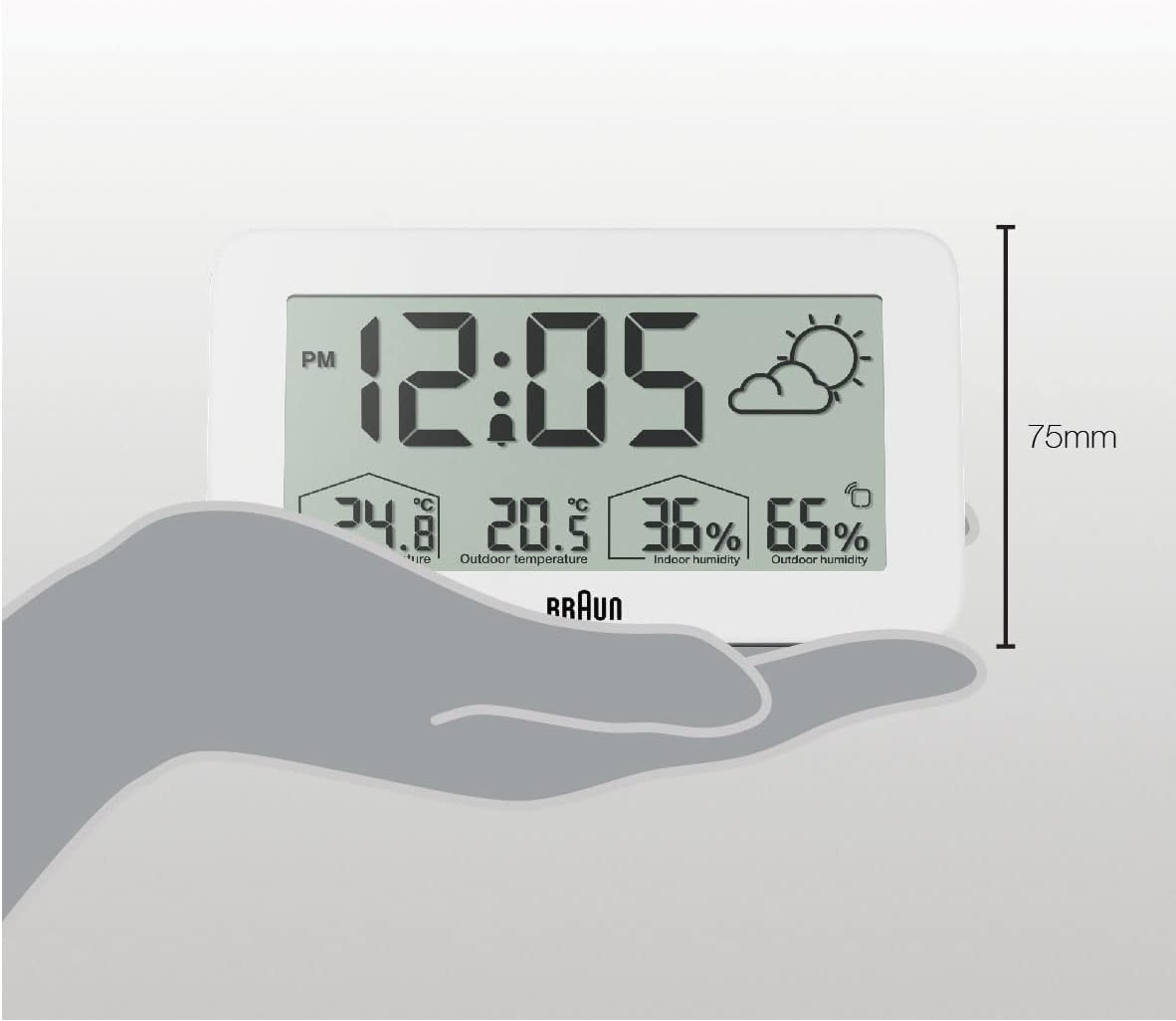 Thumbnail 6 de Braun BC13WP Digital Weather Station Clock with Indoor/Outdoor Sensor
