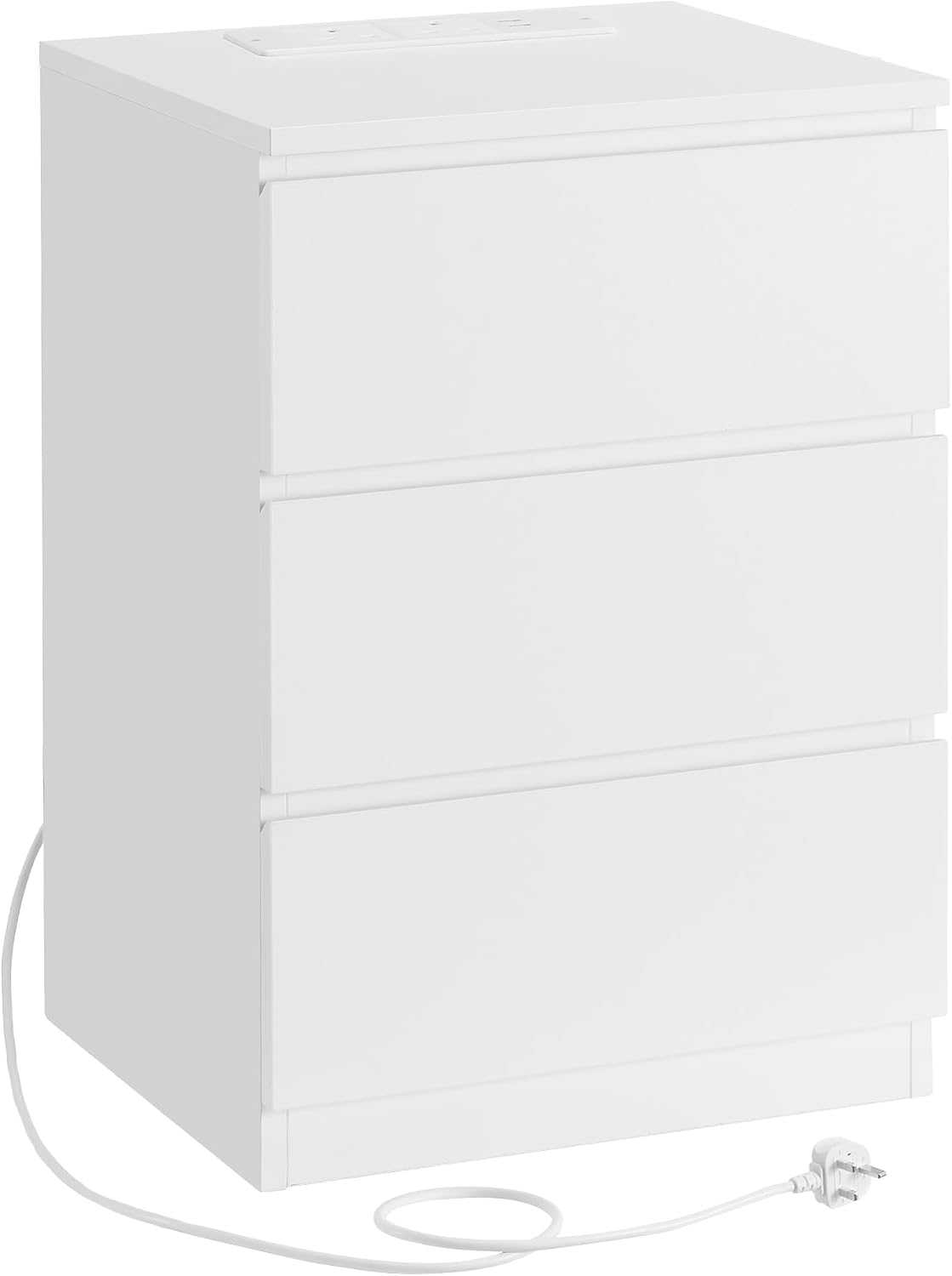 Detalle de VASAGLE KAILYN LET631W15 Bedside Table, 3 Drawers, 2 AC Outlets and 2 USB Ports