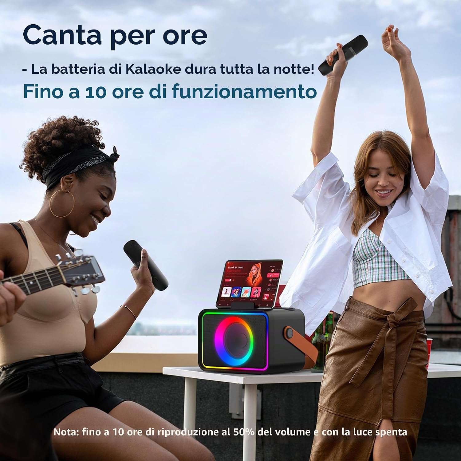 Thumbnail 2 de Wowstar Karaoke con Microfono: PA portatile con 2 microfoni wireless, luci LED e Bluetooth