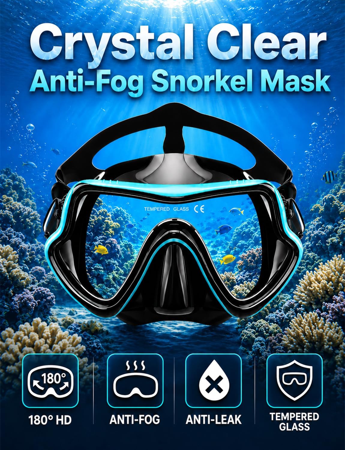 Detalle de Vogista Dry Top Snorkel Set Adults — 5-in-1 Snorkelling Gear for Beginners to Enthusiasts