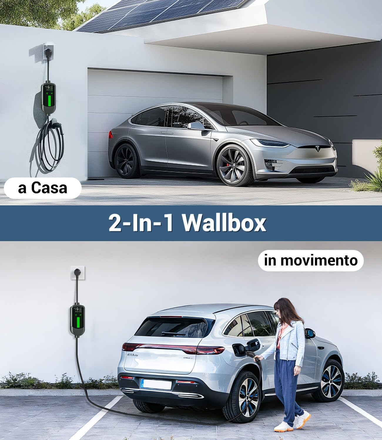 Thumbnail 6 de Colonnina ricarica auto elettrica con wallbox portatile WityCharge 3,7 kW Schuko 16A, LCD e timer 1–12 h, IP65 (IEC 62196-2)