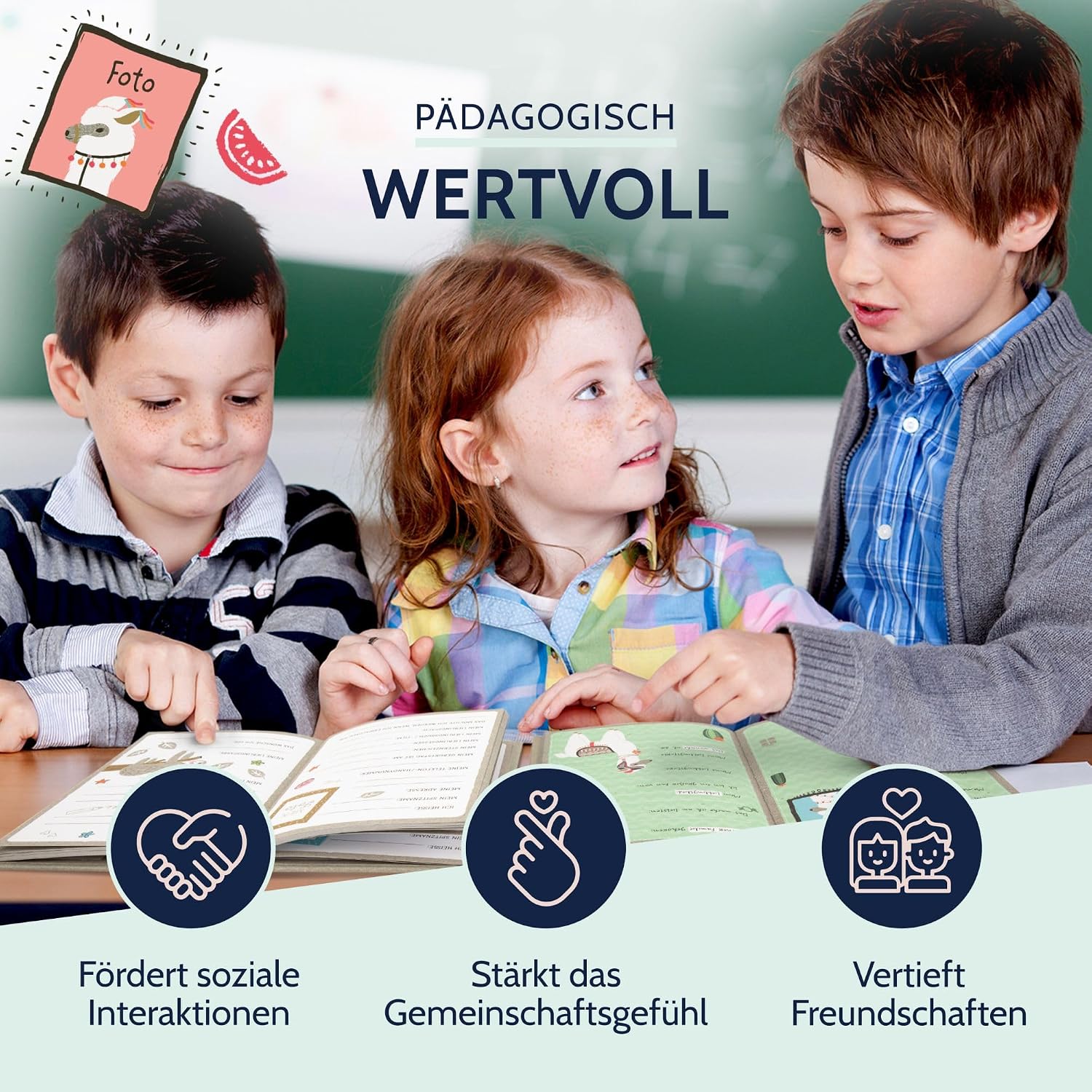 Detalle de goldbuch 43581 Freundebuch Happylife Lama (DIN A5) – Erinnerungs- und Notizbuch zum Ausfüllen mit 84 Seiten