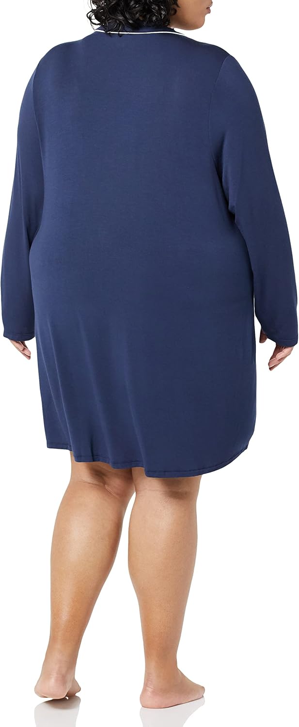 Detalle de Amazon Essentials Women's Piped Nighty (Available in Plus Size) – Lightweight Modal Nightshirt