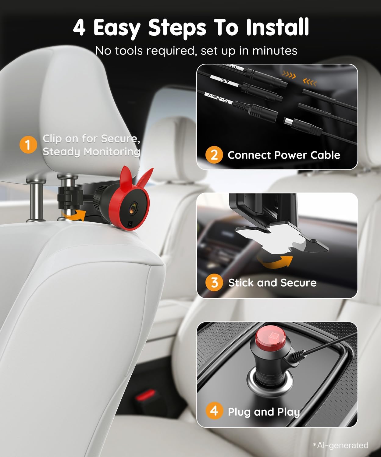 Detalle 2 de Babyvue BV3 PRO Dual Baby Car Camera, 7.2-Inch 1080P Split Screen