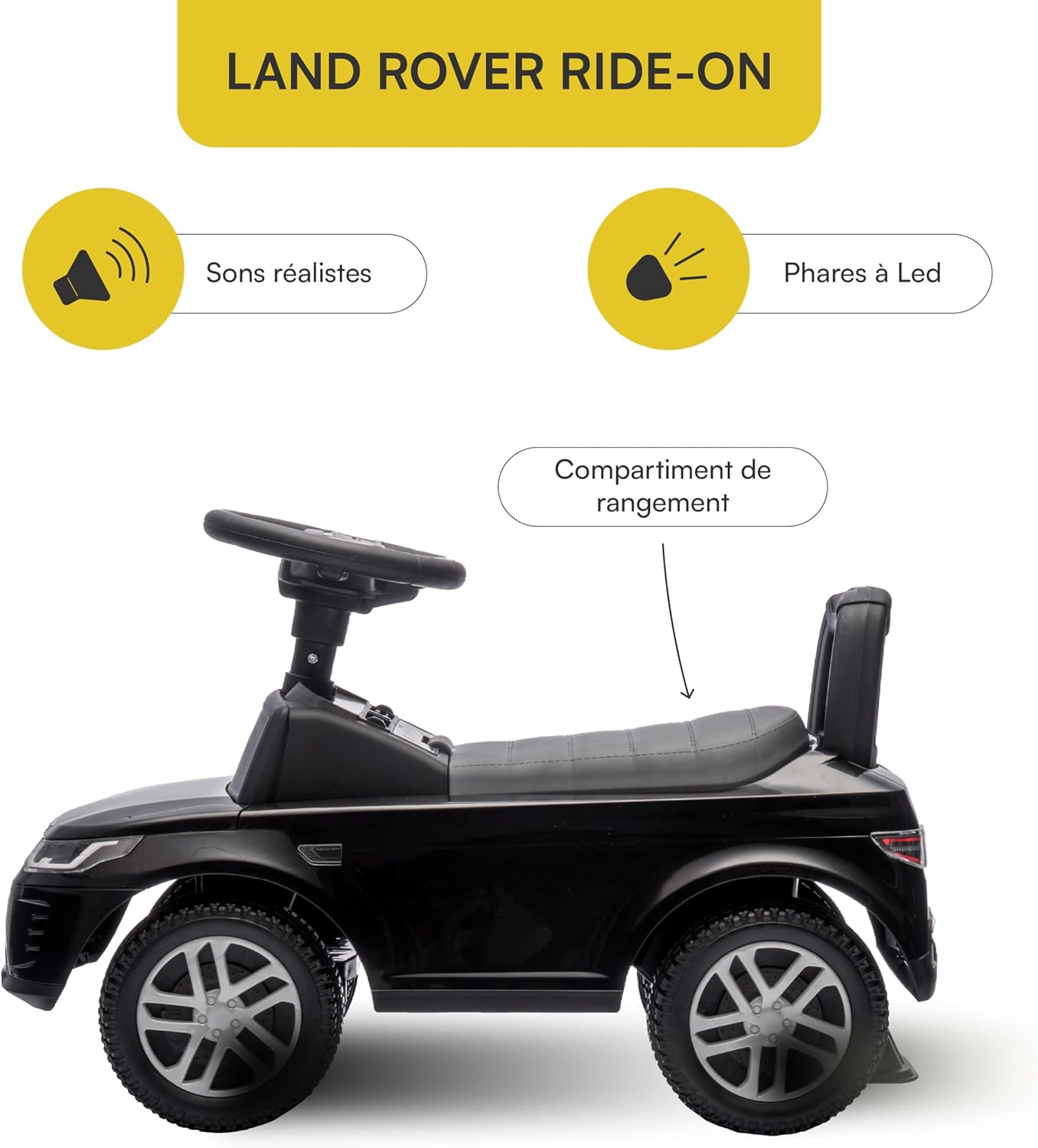 Detalle de Baroni Toys Land Rover Ride-On – voiture pour enfants 1–4 ans avec phares LED, sons réalistes et rangement