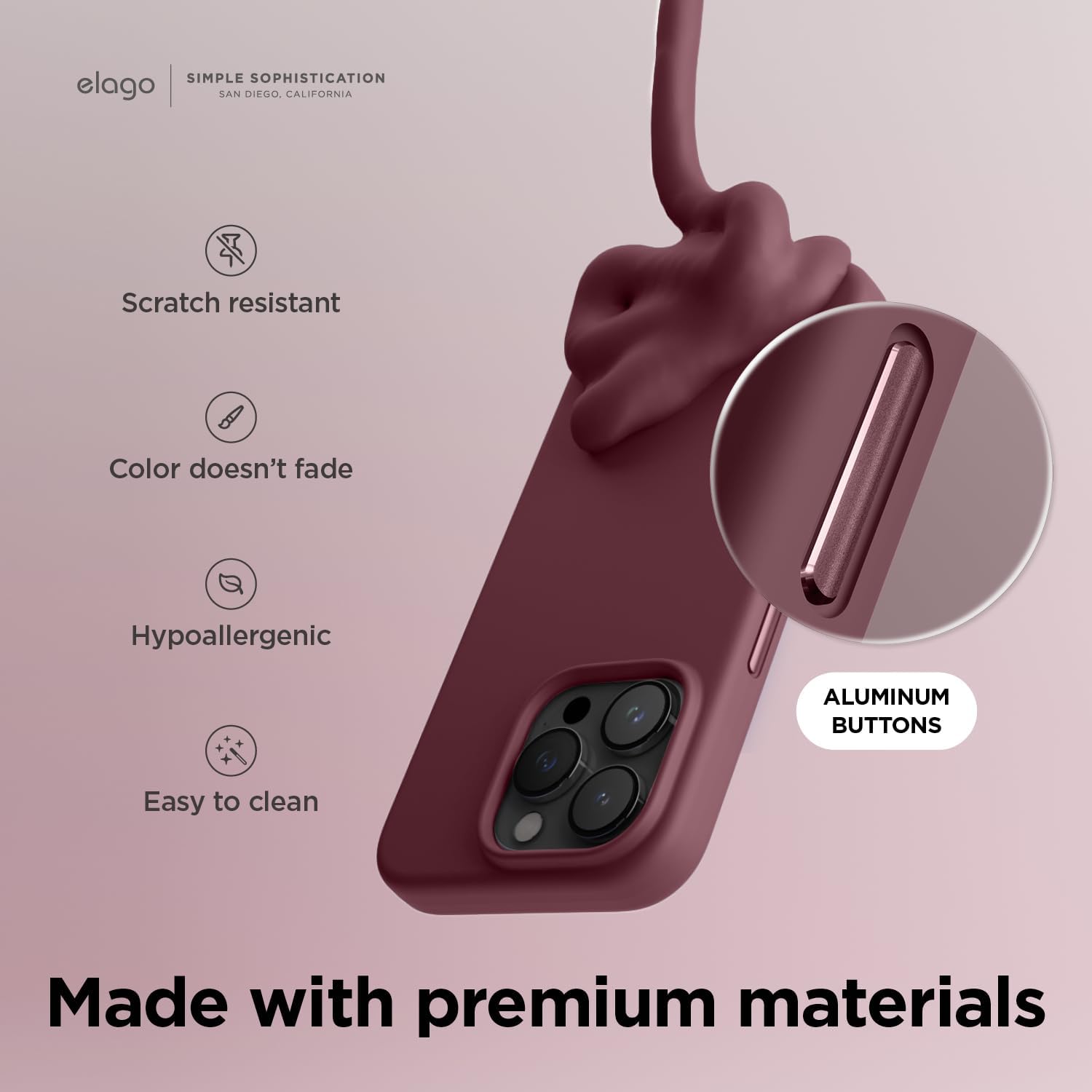 Thumbnail 4 de elago Magnetic Silicone Case for iPhone 15 Pro Max with MagSafe – Burgundy