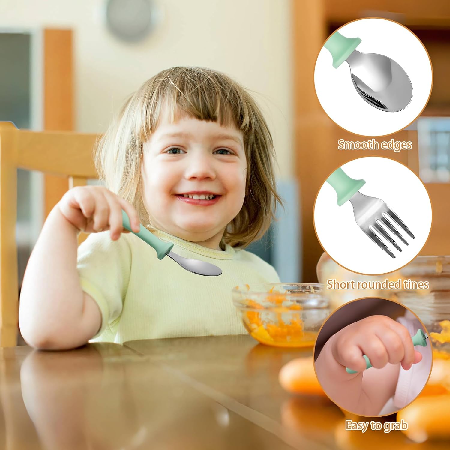 Detalle 2 de Pimoys G1951K-11-N Toddler Utensil Set, 18/8 Stainless Steel, 6 Pieces