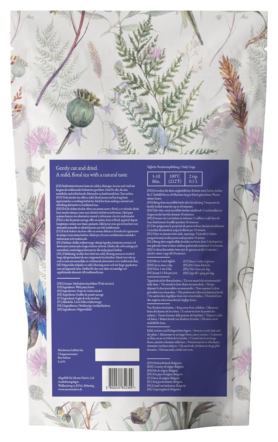 Detalle de Stiefmütterchen Tee Monte Nativo (250 g) – Mildes, florales Kräutertee-Erlebnis