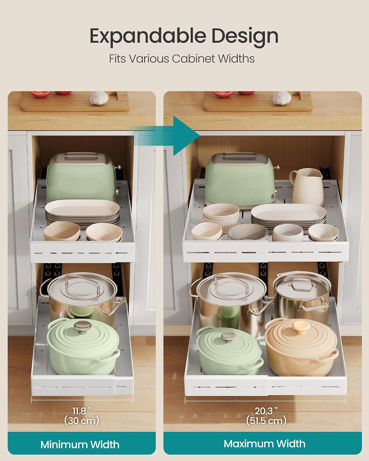 Detalle 1 de SONGMICS Pull-Out Cabinet Organizer 21-Inch Deep