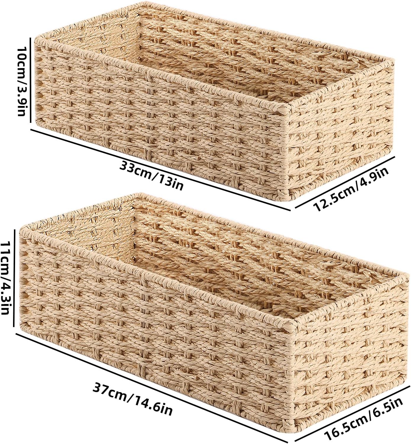 Detalle 2 de YheenLf BZ004N gevlochten opbergmanden, set van 2 in naturel papier