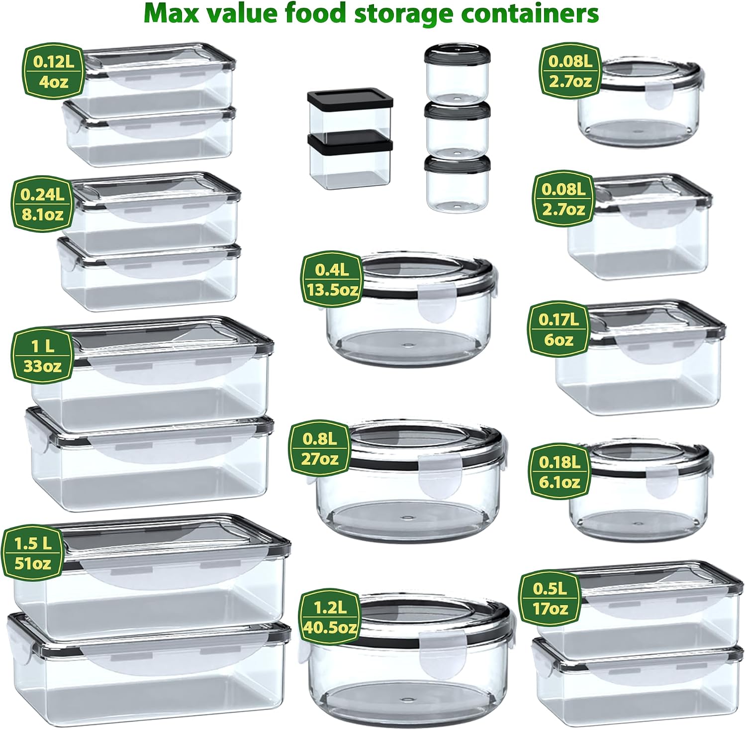 Thumbnail 1 de 44 Pcs Airtight Food Storage Set with Lids – Stackable, Leak-Proof Containers for Pantry Organisation