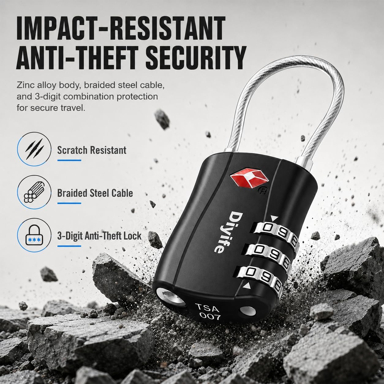 Thumbnail 1 de Diyife TSA Luggage Locks 3-digit combo pack 🔒