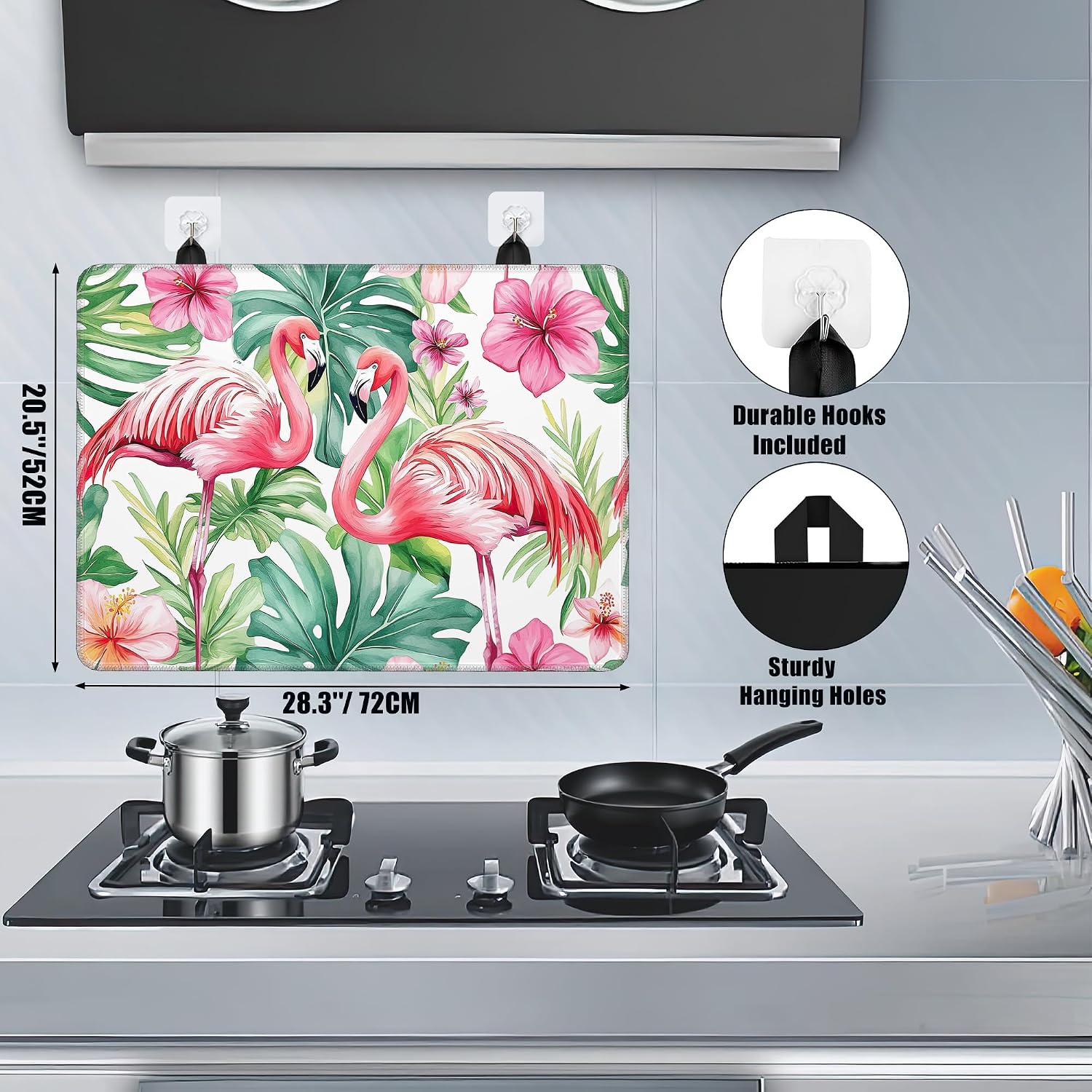 Detalle 2 de YIKTI 28 x 20 Inch Red Flamingo Stove Top Cover for Electric Stoves