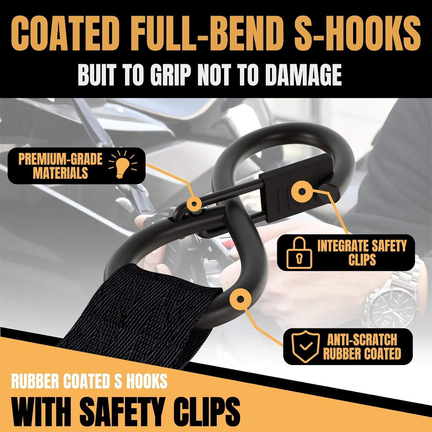 Detalle 2 de Renegrip RG-RRS-SET Retractable Ratchet Straps, 12 ft, 1-Inch, 2-Pack