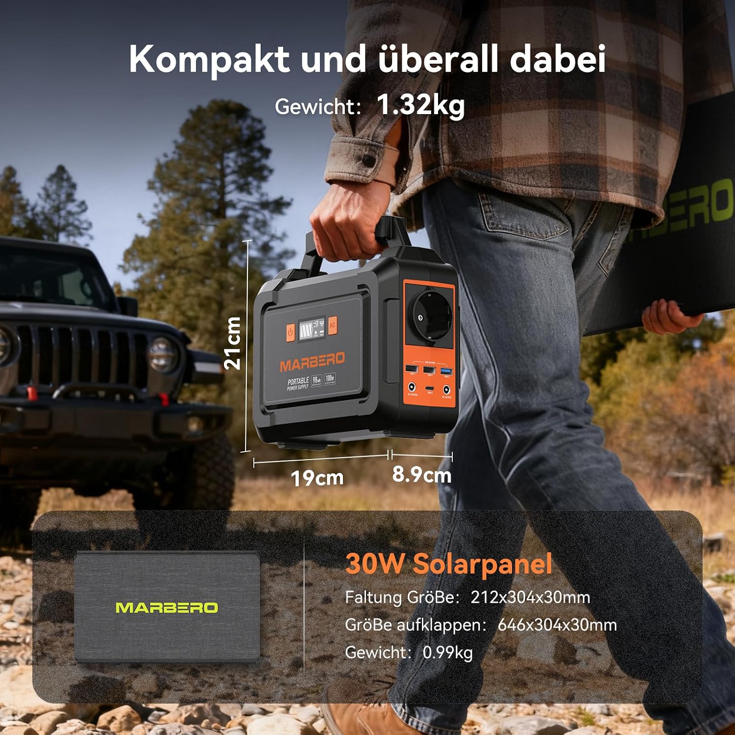 Detalle de MARBERO Portable Power Station 98Wh mit Solar