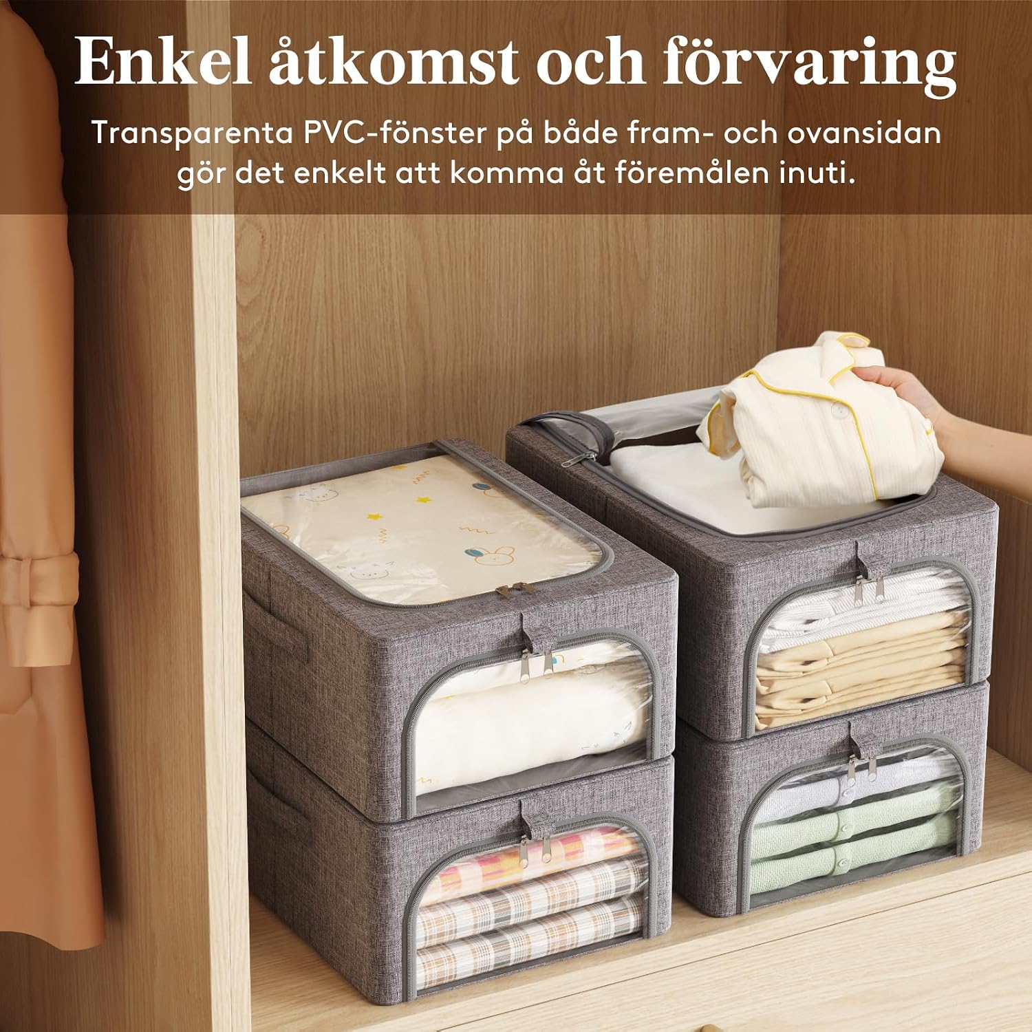 Detalle de Lifewit LH24192.01FG.V1.M01 förvaringslådor, 4-pack, 25 liter