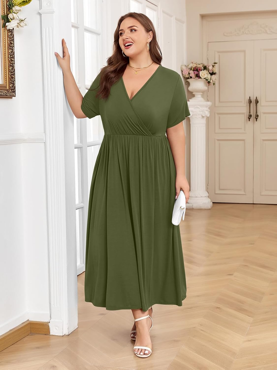 Thumbnail 2 de BELAROI Plus Size Maxi Dress: Summer Wrap V-Neck Flowy Sundress with Pockets