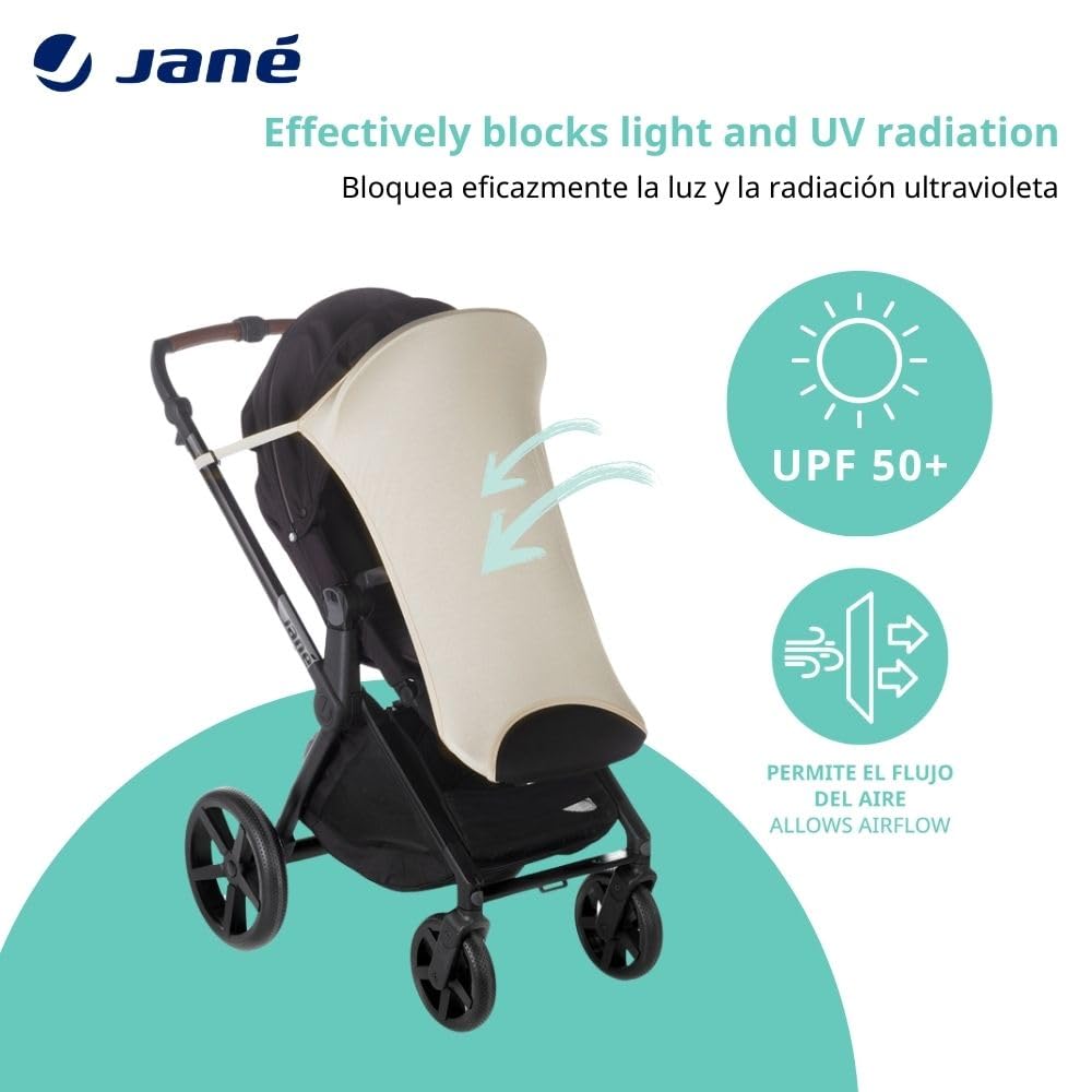Detalle 2 de Jané Sonnenschutz für Kinderwagen UPF 50+ – Universal elastisch, atmungsaktiv, Beige