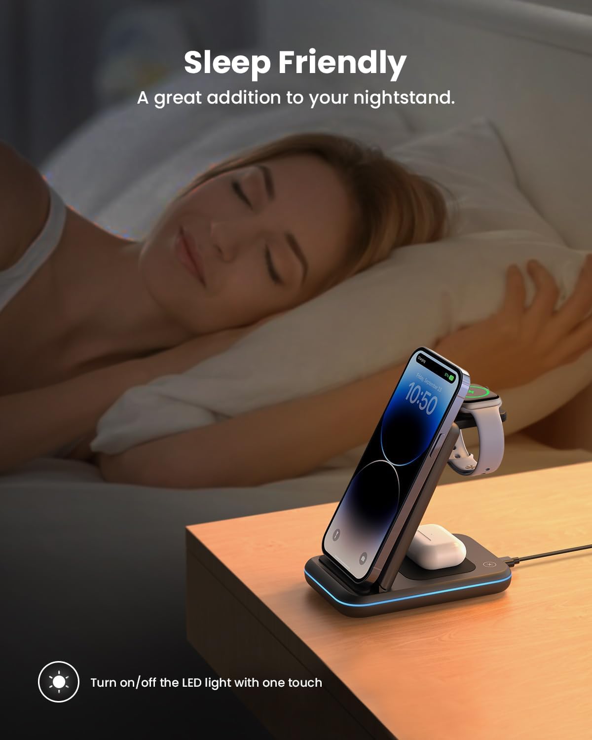 Thumbnail 4 de JoyGeek Chargeur Induction 3 en 1 – Chargeur sans Fil pliable pour iPhone, Apple Watch et AirPods (Noir)