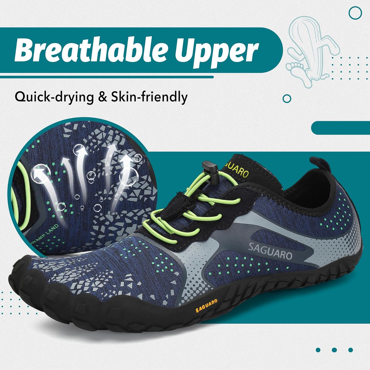 Thumbnail 2 de SAGUARO Barfußschuhe Unisex Outdoor – breite Zehenbox, Zero-Drop, Schnellverschluss, Sohle mit Halt (Gr. 36–48)