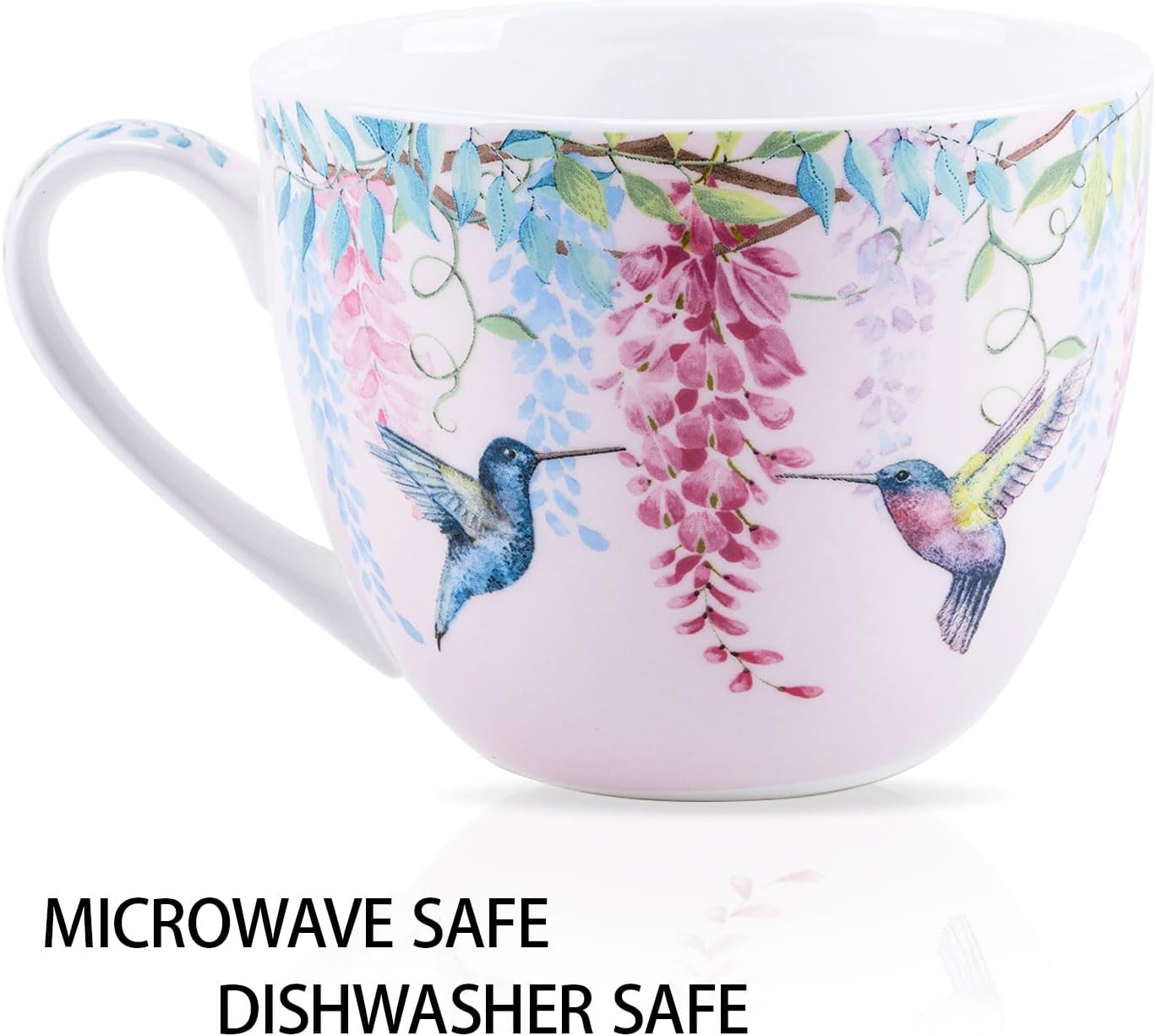Thumbnail 3 de Spring Hummingbird Hug Mug - 20oz Pink Bone China by Harvest Green Studio