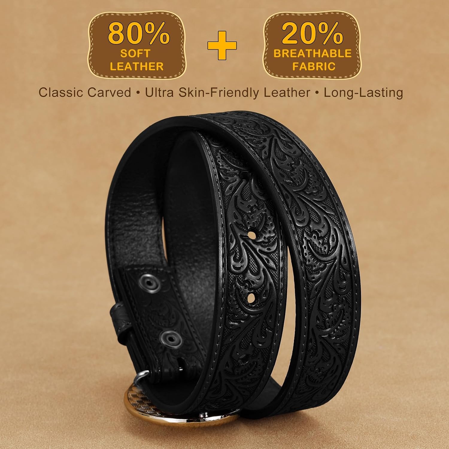 Thumbnail 2 de Beltroad Kids’ Western Leather Belt, 1.1-Inch Embossed Strap