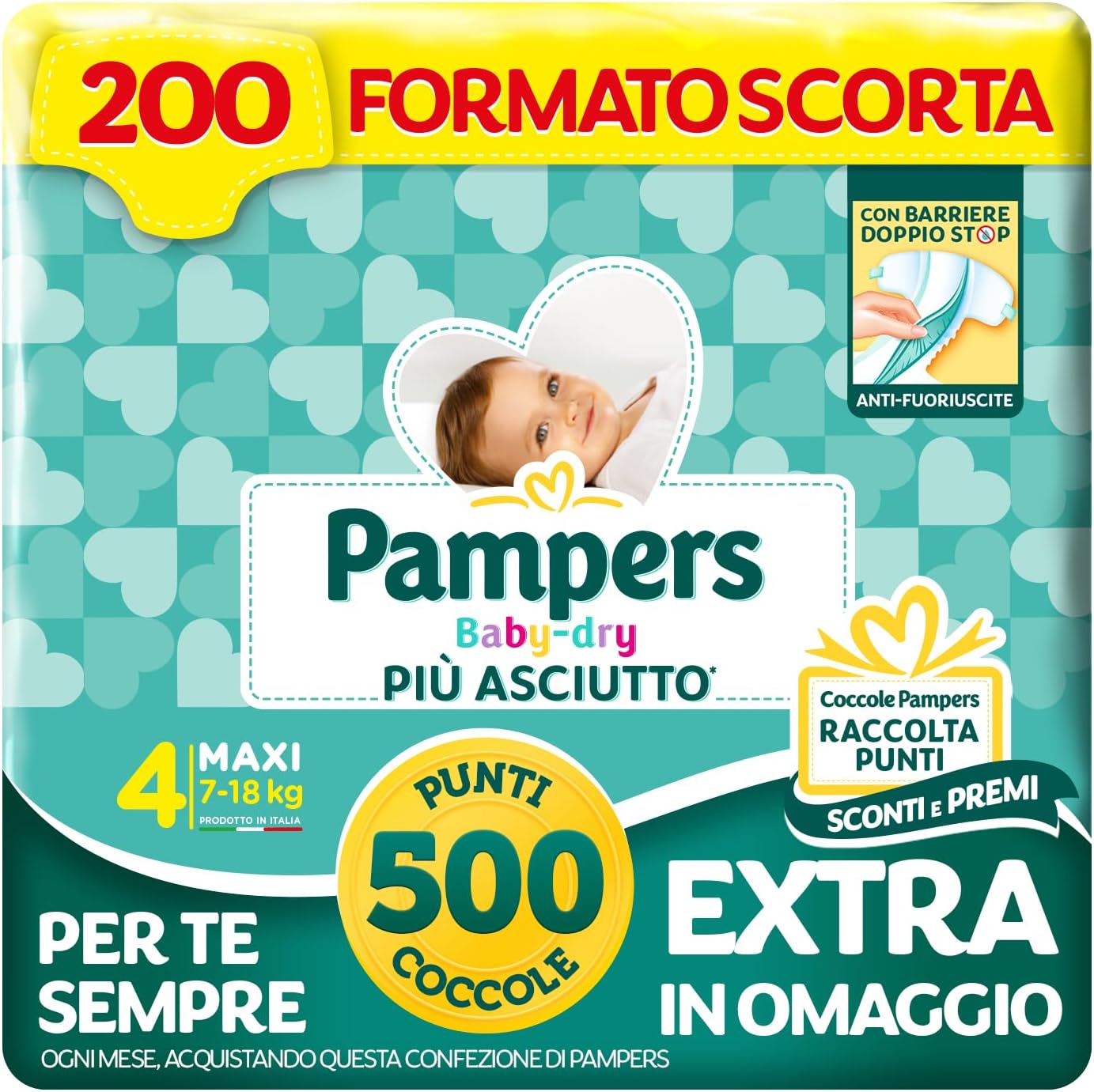 Detalle de Pampers Baby Dry Maxi Taglia 4 (7-18 kg) – Scorta con 200 pannolini e 500 punti omaggio