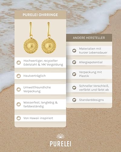 Detalle de Purelei Waina Ohrringe (Gold) – Damenohrringe aus Edelstahl, wasserfest