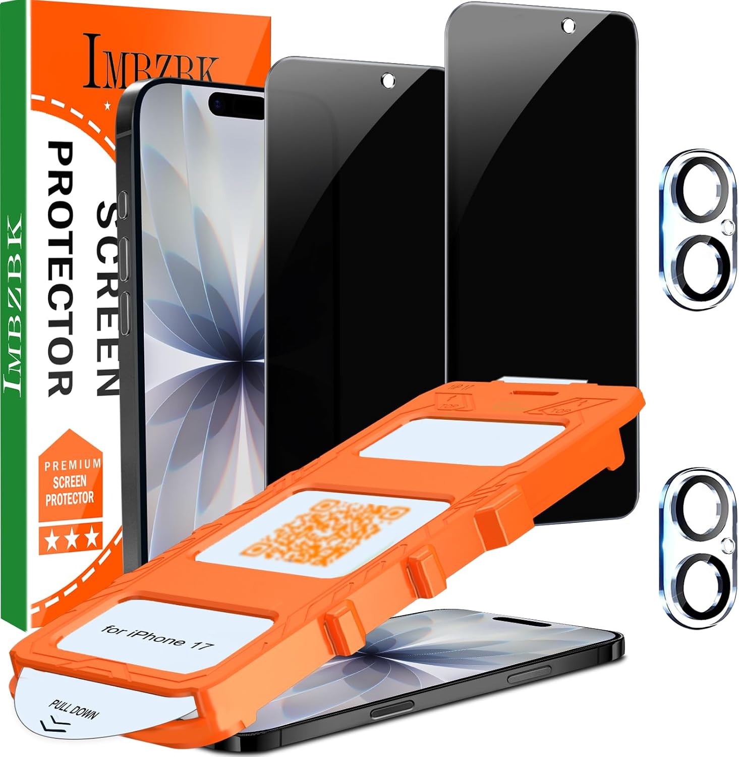 Detalle de IMBZBK Privacy for 6.3 Screen Protector for iPhone 17, 25° Privacy, 9H Glass
