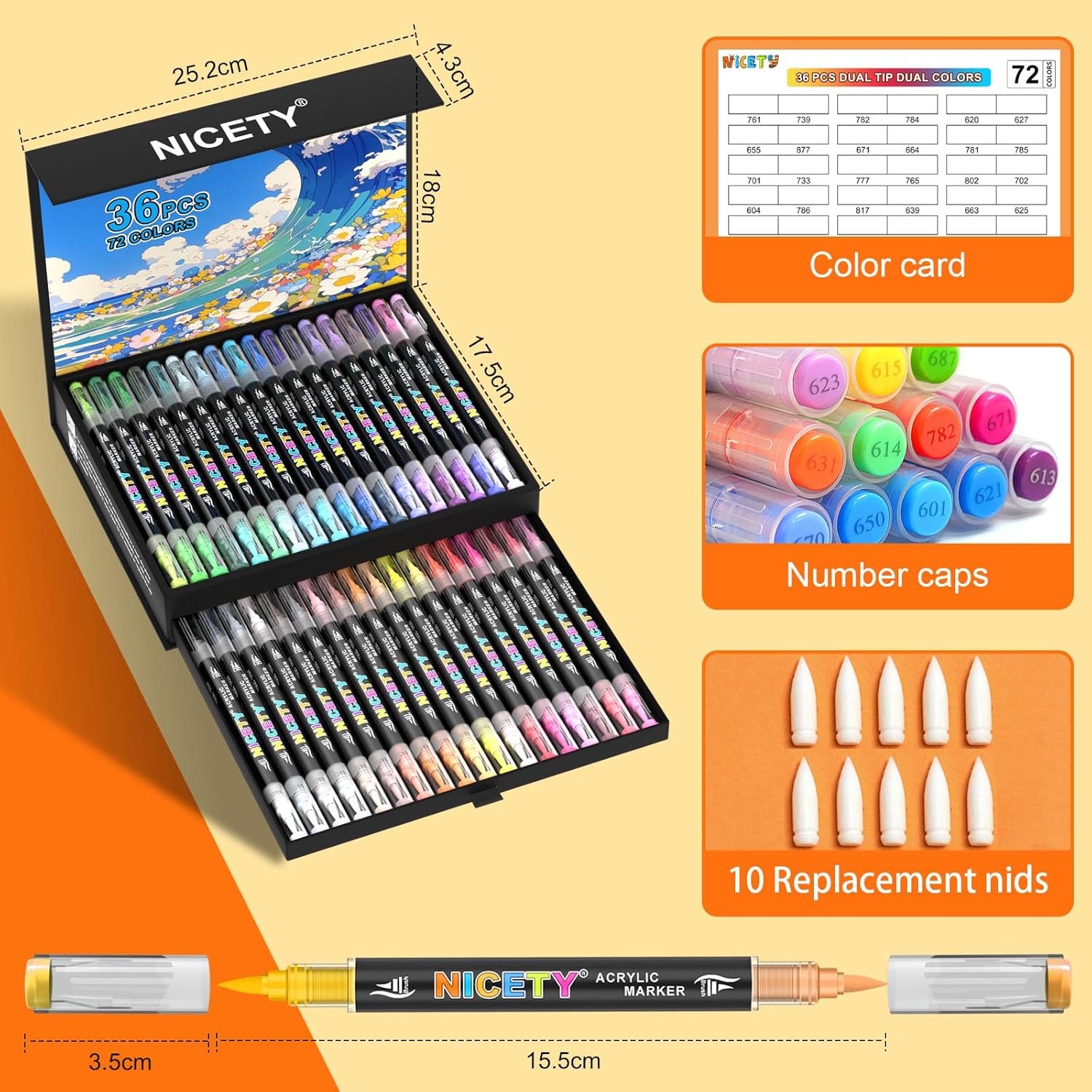 Thumbnail 2 de NICETY 72 Colours Acrylic Paint Pens 36pcs