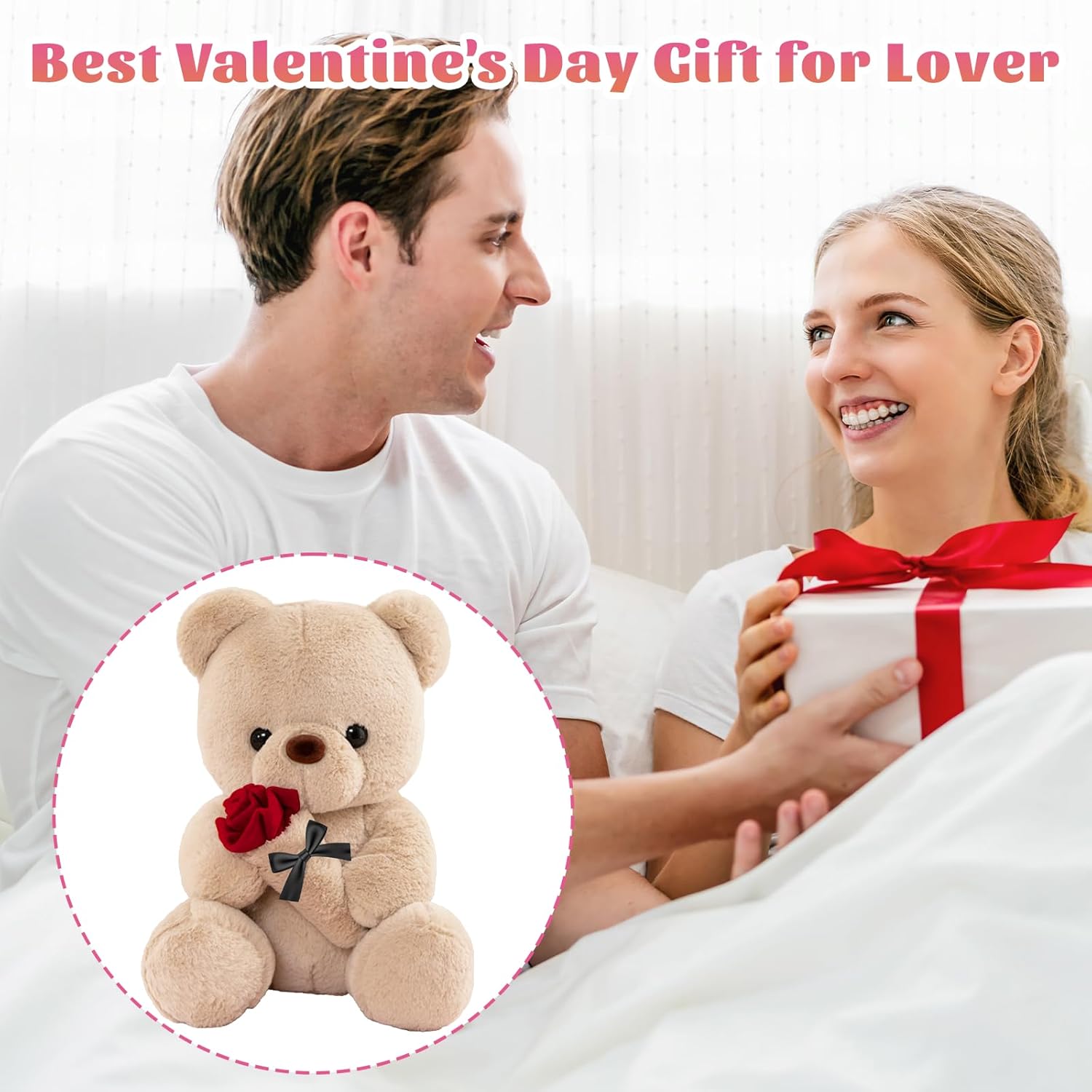 Detalle de LIHIQIYA Ours en Peluche avec Rose — 45 cm, cadeau romantique et doux compagnon