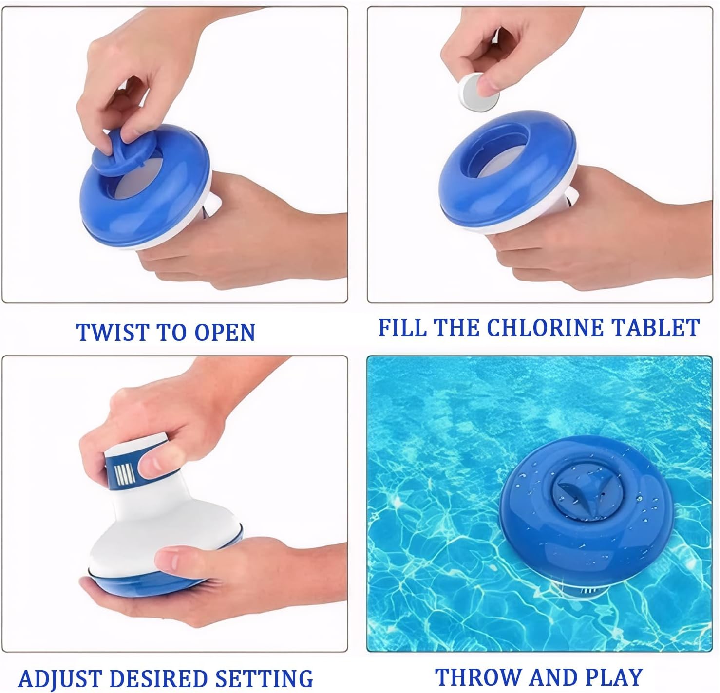 Detalle de SINPY Chlorine Tablets for Hot Tubs & Pools (100g) with 5-inch Floating Dispenser