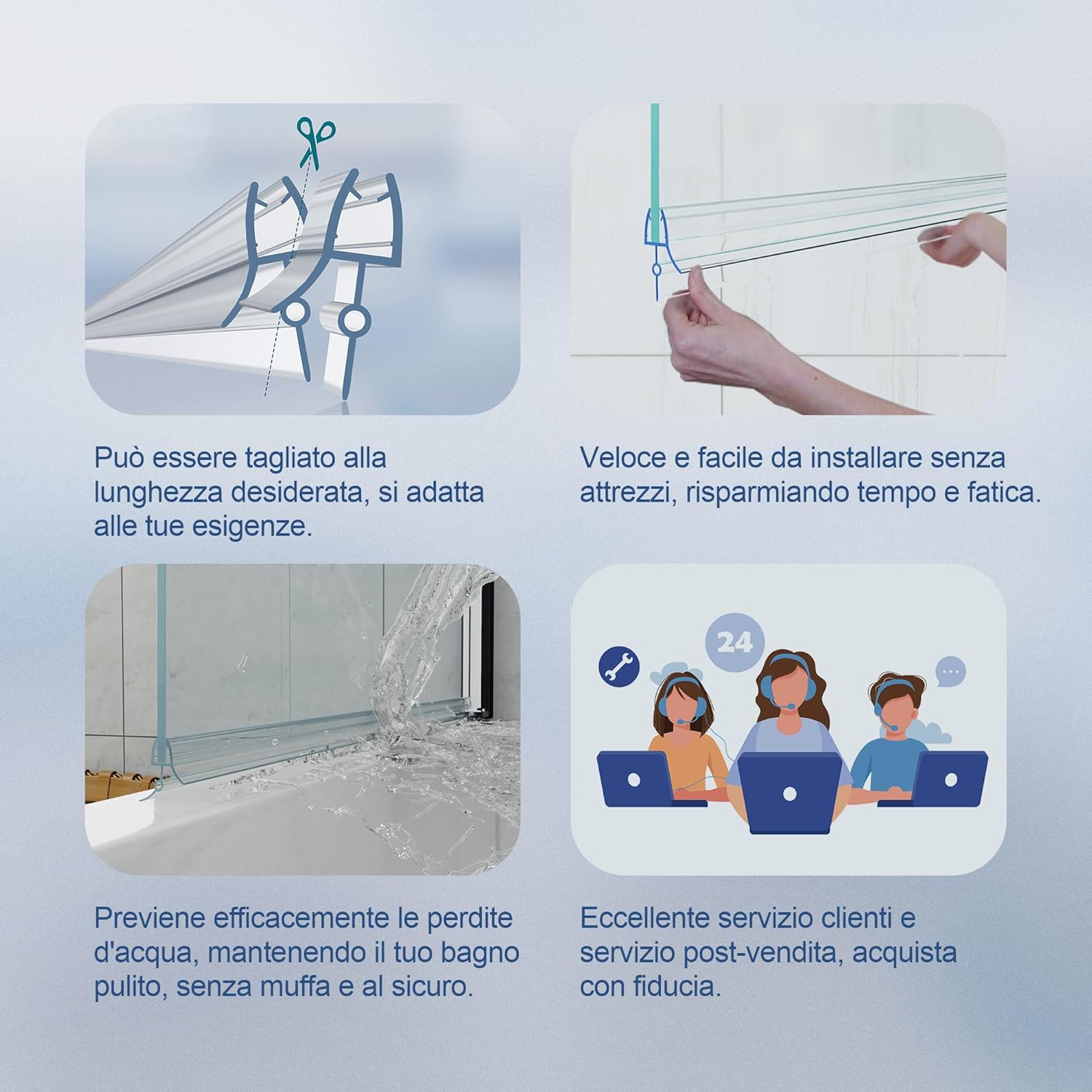 Thumbnail 5 de HNNHOME Guarnizione sigillante per box doccia in plastica gommata, 870 mm, per vetro 4–6 mm