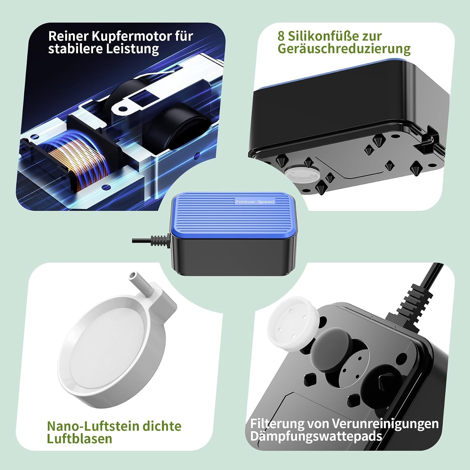 Detalle 2 de Forever Speed Leise Aquarium Luftpumpe 2 W